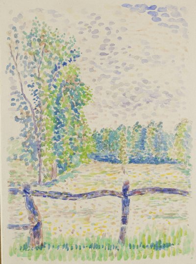 La Barrière, Eragny Meadows, c.1886 by Lucien Pissarro